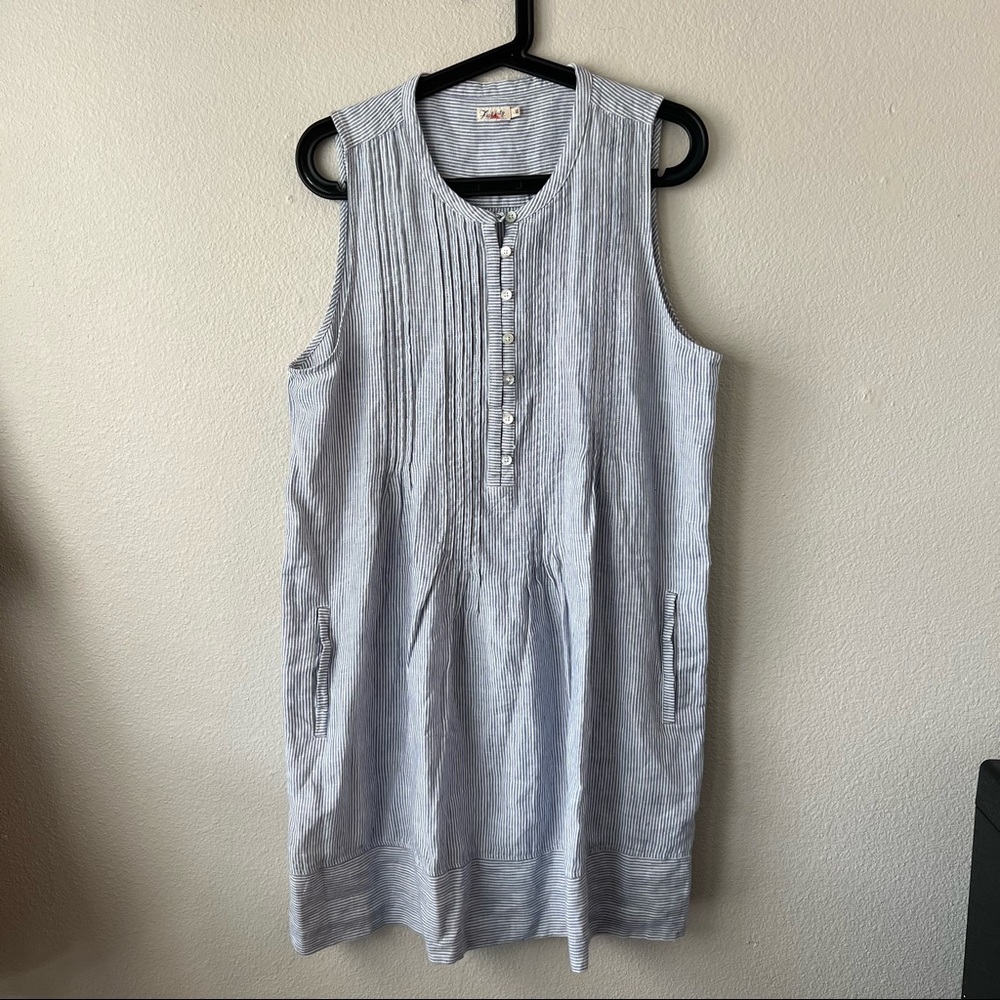 Faherty- 100% linen dress with pockets sleeveless- Large